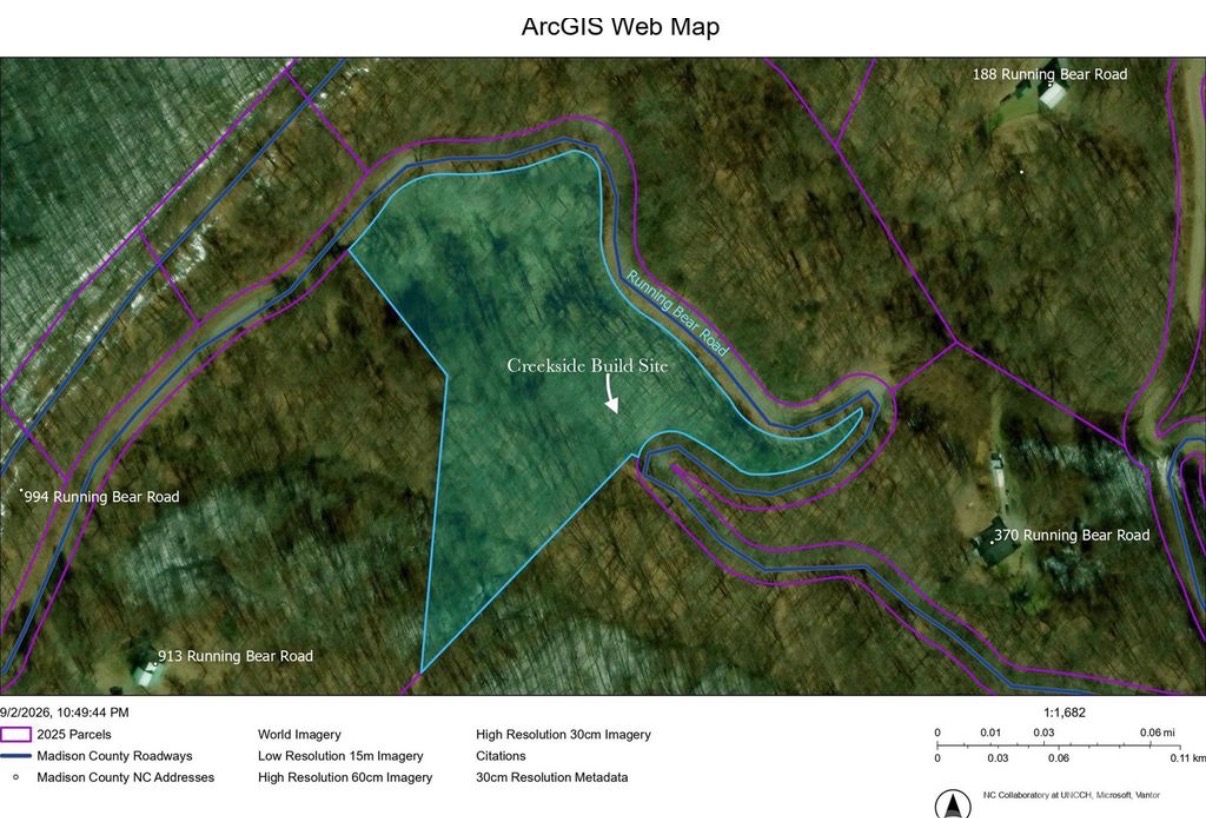 Parcel map for the Running Bear Road property in Hot Springs, North Carolina